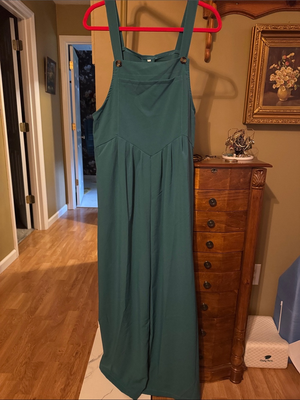 Teal Wide-Leg Jumpsuit with Adjustable Straps
